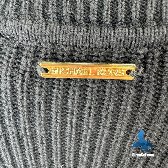1126 Michael Kors Faux Fur Cuff Sweater Size L - Black/Leopard - Picture 6 of 14
